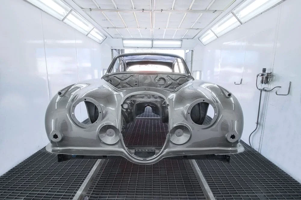 Jaguar Mk2 in the paint booth at Finch Restorations