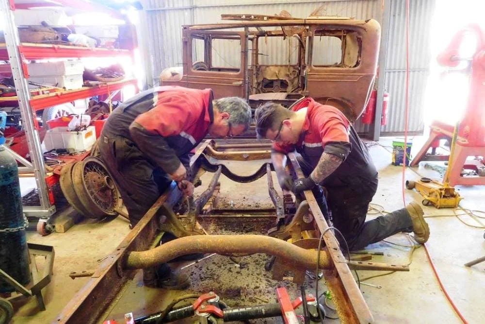 1928 Studebaker GB Commander during the disassembly process