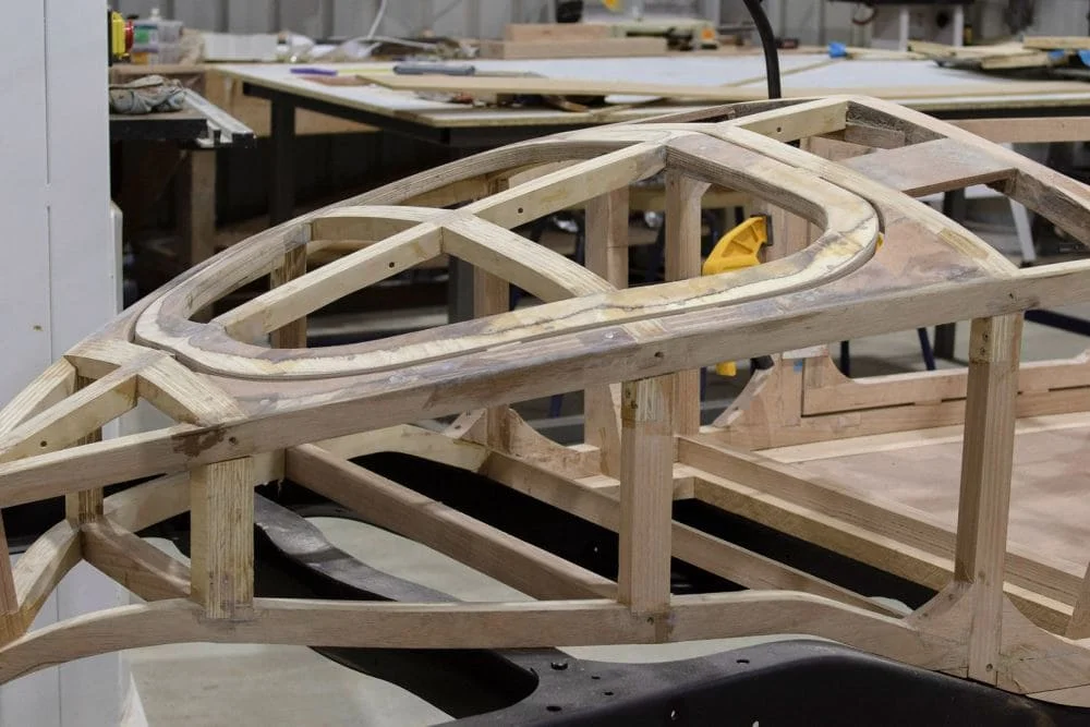 Timber frame of a 1924 Packard being manufactured at Finch Restorations
